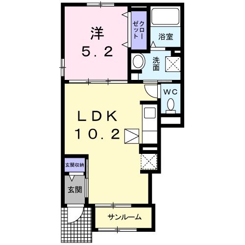 観音寺市植田町のアパートの間取り