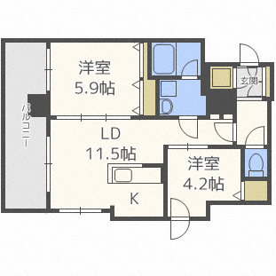 札幌市中央区南四条東のマンションの間取り