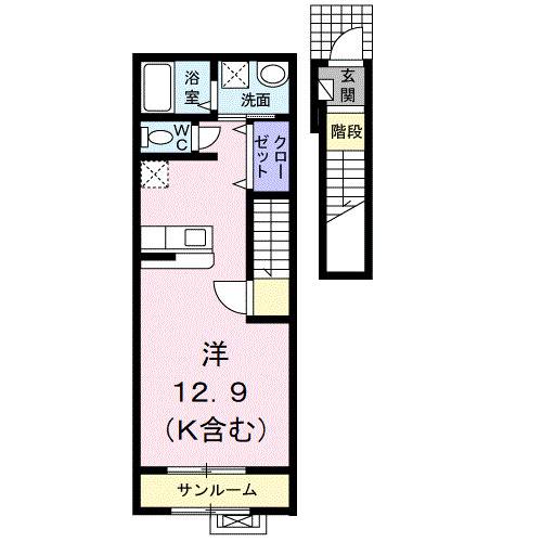 由利本荘市給人町のアパートの間取り