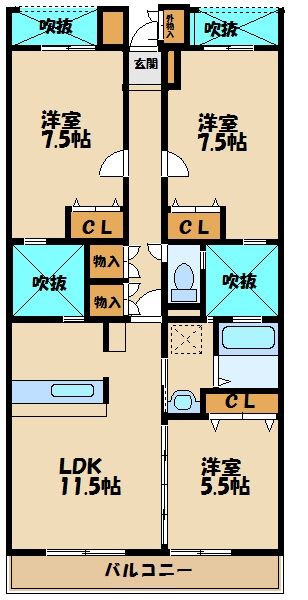 小田急小田原線 本厚木駅 バス乗車時間：6分 最寄りバス停で下車 徒歩3分 4階建 築22年の間取り写真