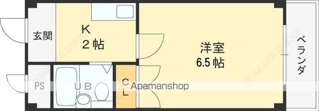 近鉄奈良線 八戸ノ里駅 徒歩8分 6階建 築39年の間取り写真