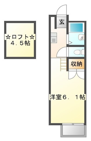 熊本市中央区島崎のアパートの間取り