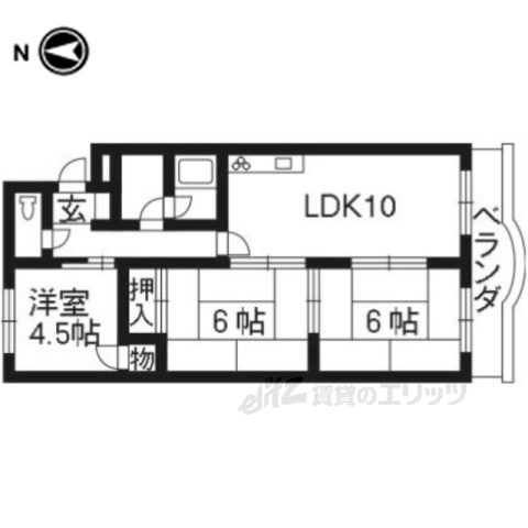 【京都市伏見区向島善阿弥町のマンションの間取り】