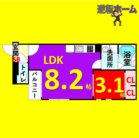 名古屋市中村区長筬町のアパートの間取り