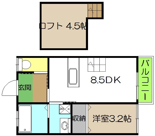 高知市桜井町のアパートの間取り