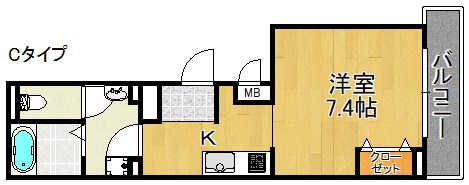 泉佐野市中町のアパートの間取り