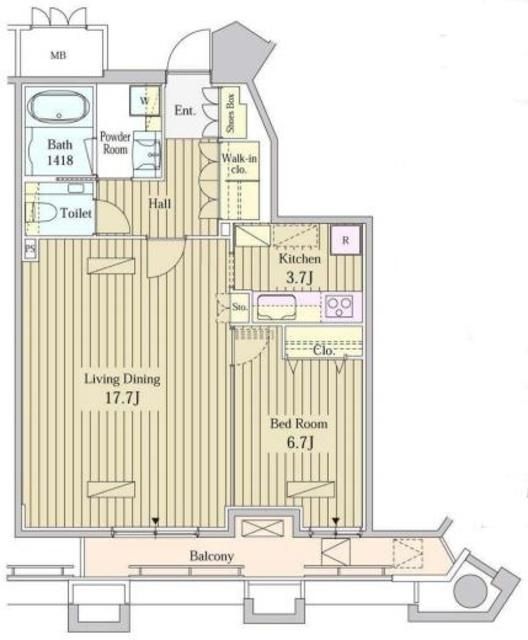 港区東新橋のマンションの間取り