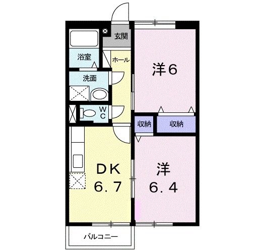 宇部市大字東岐波のアパートの間取り