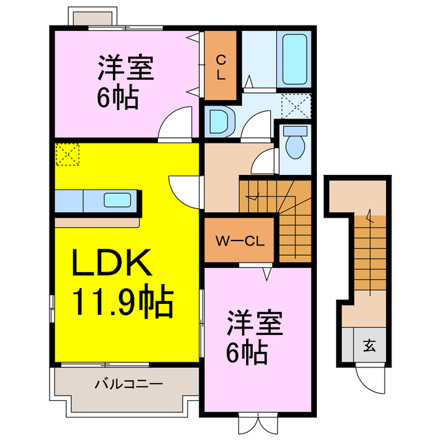 古河市雷電町のアパートの間取り