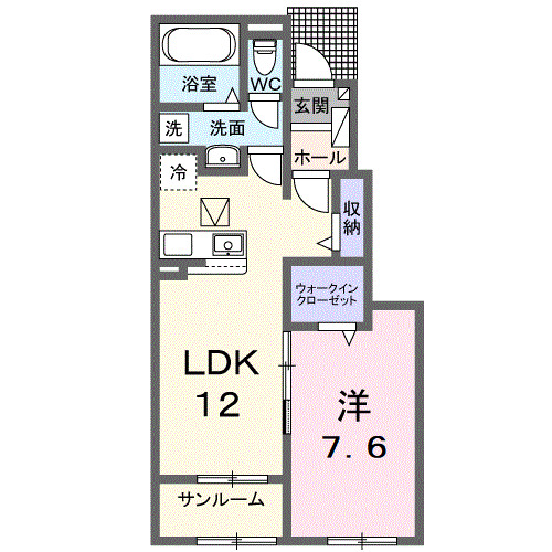 倉敷市林のアパートの間取り