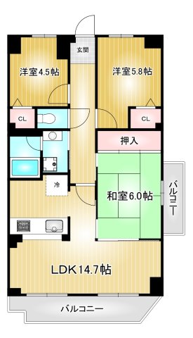 名古屋市北区上飯田東町のマンションの間取り