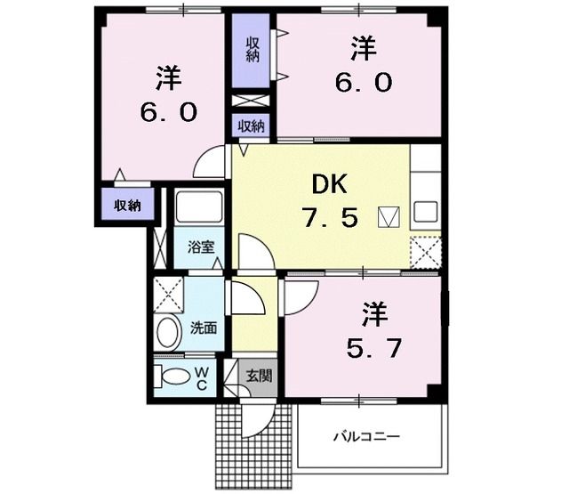 五所川原市中央のアパートの間取り