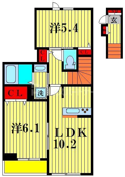 松戸市八ケ崎のアパートの間取り