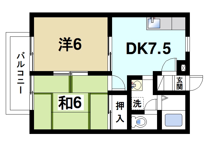 天理市別所町のアパートの間取り