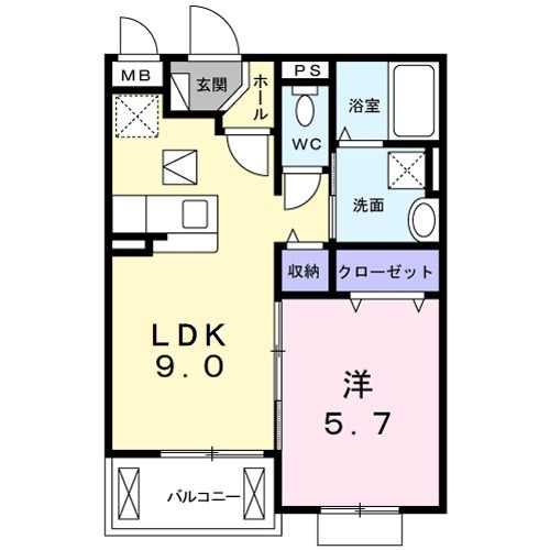 枚方市楠葉野田のアパートの間取り