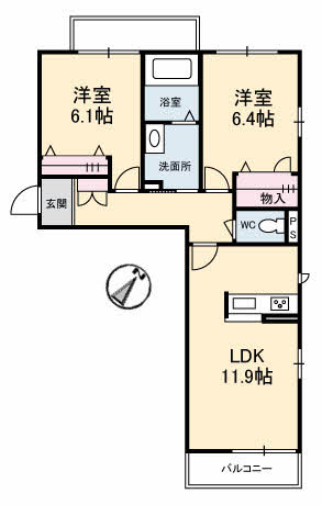 山口市幸町のマンションの間取り