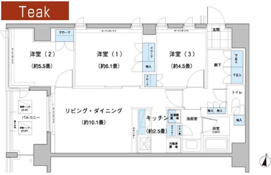 世田谷区砧のマンションの間取り