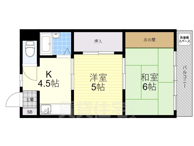 【京都市伏見区醍醐上ノ山町のアパートの間取り】