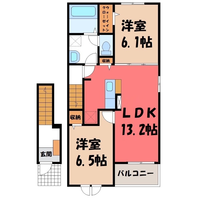 伊勢崎市田中島町のアパートの間取り