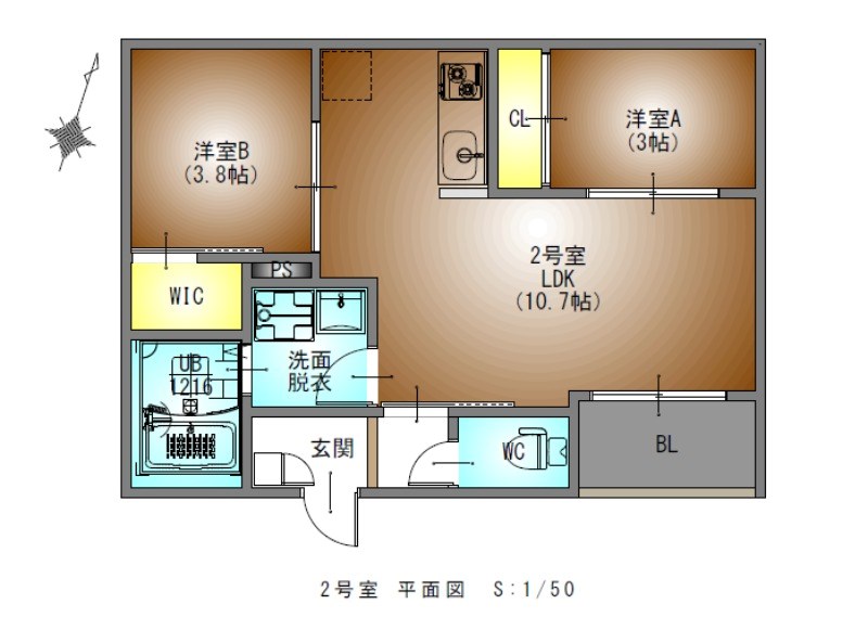 名古屋市南区観音町のアパートの間取り