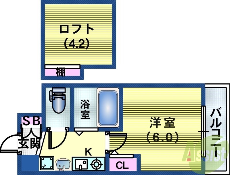 神戸市中央区琴ノ緒町のマンションの間取り