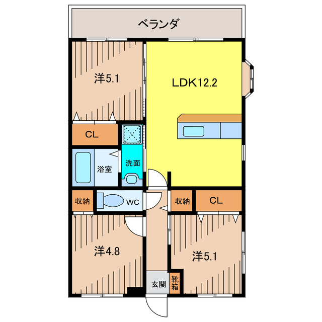 沖縄市池原のマンションの間取り