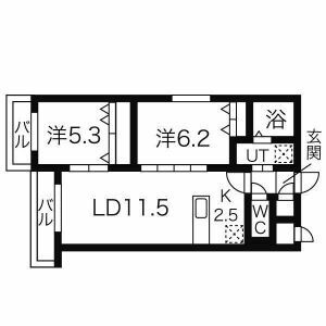 札幌市東区北十五条東のマンションの間取り