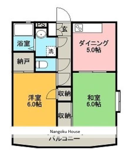 鹿児島市東谷山のマンションの間取り