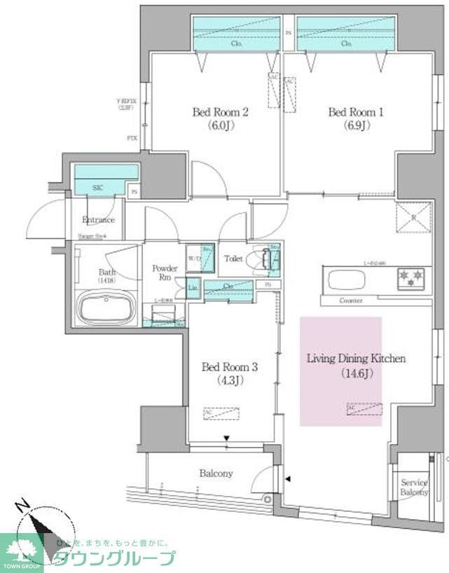 中央区日本橋馬喰町のマンションの間取り