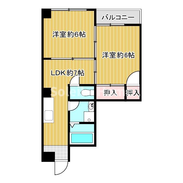 堺市西区浜寺諏訪森町中のマンションの間取り