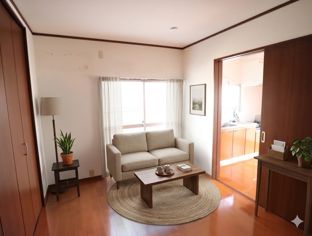 居室・リビング　家具備品はCGによるイメージで、実際の物件には含まれません。