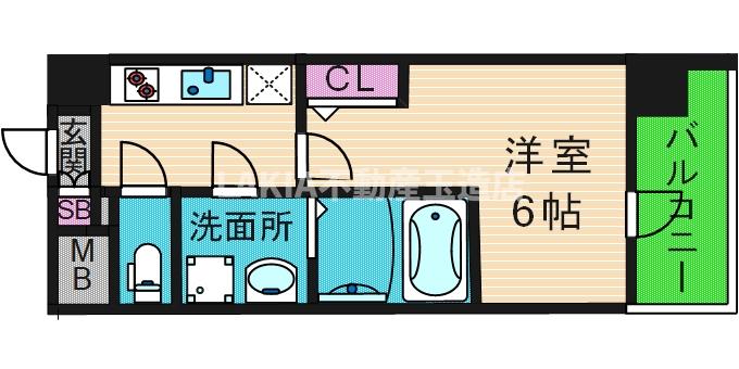 ＪＲ大阪環状線 玉造駅 徒歩3分 15階建 築6年の間取り写真