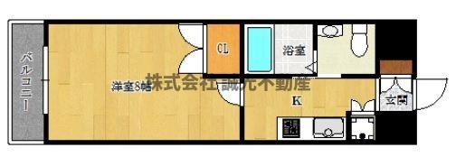 地下鉄空港線 唐人町駅 徒歩10分 7階建 築22年の間取り写真