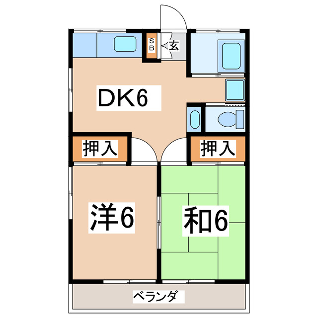 郡山市富田町のアパートの間取り