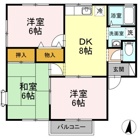 足柄上郡大井町金子のアパートの間取り