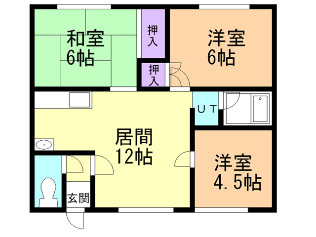 函館市谷地頭町のアパートの間取り