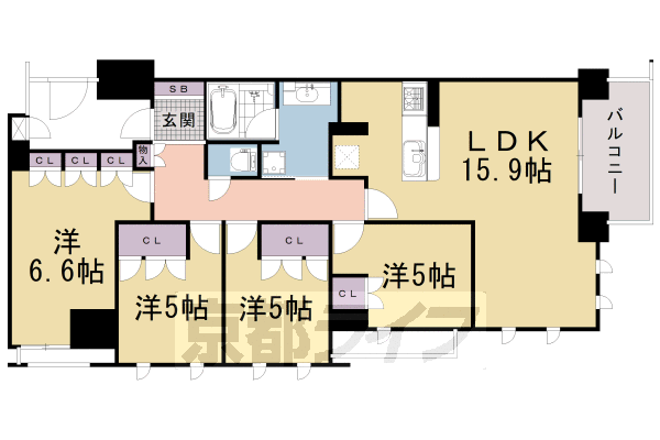 ライオンズ嵯峨天龍寺若宮　西の邸の間取り