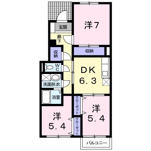 河内長野市中片添町のアパートの間取り