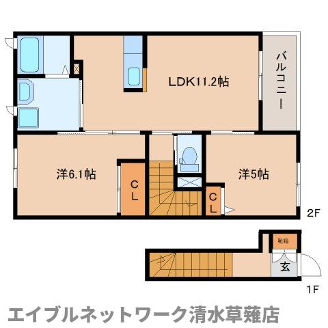 静岡市葵区瀬名のアパートの間取り