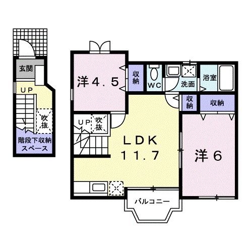 宇部市大字船木のアパートの間取り