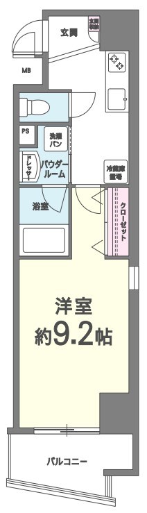 神戸市中央区磯辺通のマンションの間取り