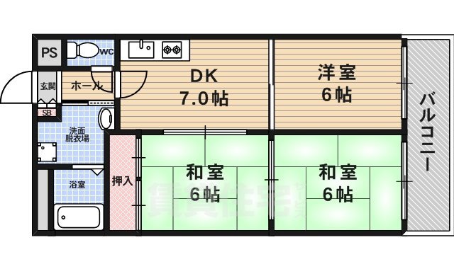 京都市右京区西院高田町のマンションの間取り