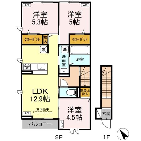 府中市押立町のアパートの間取り