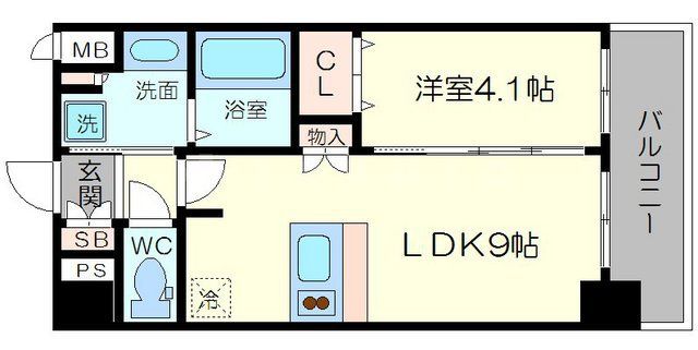 大阪市中央区内淡路町のマンションの間取り