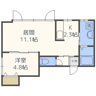 札幌市東区中沼西二条のアパートの間取り