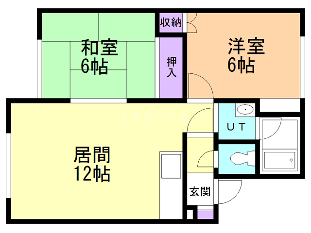 札幌市西区八軒十条西のアパートの間取り