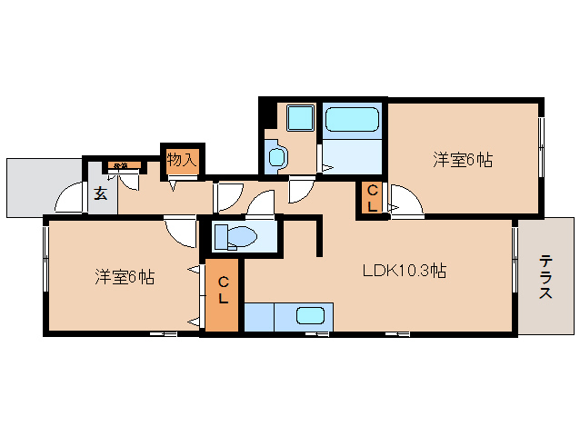 木津川市木津のアパートの間取り