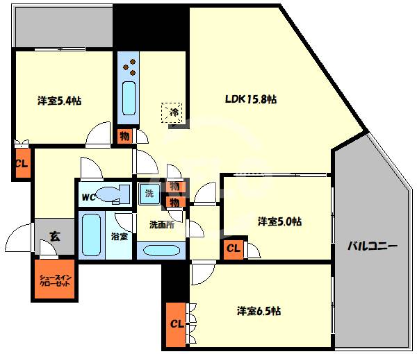 大阪市港区弁天のマンションの間取り