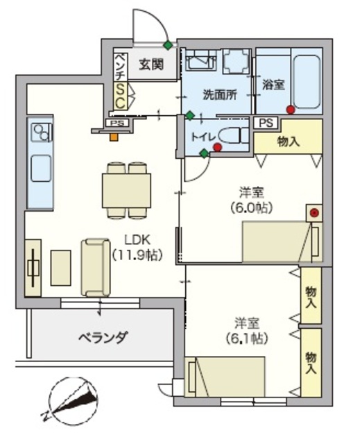 （シニア限定）AI・Grandir片瀬の間取り