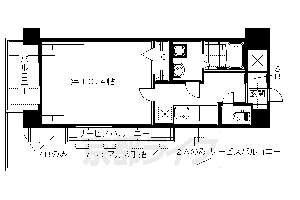 京都市伏見区深草野田町のマンションの間取り